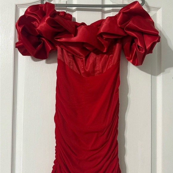 Red Ruffle Mini Dress - Picture 2 of 3